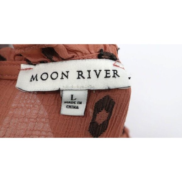 Moon River Womens Boho Tiered Ruffle Sleeve Dress L Textured Cottagecore Summer - Picture 2 of 11